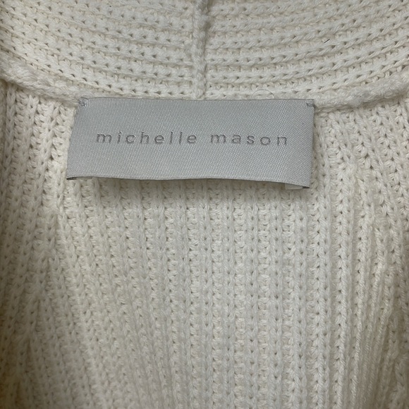 Michelle Mason Cold Shoulder Ribbed Knit Cream Sweater Size Med - Picture 4 of 7